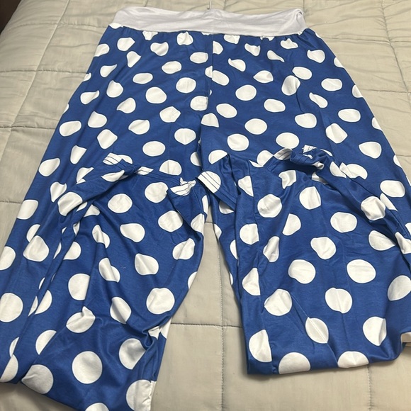 Blue Polka Dot Lounge Pants Wide Leg NWOT - Picture 4 of 5